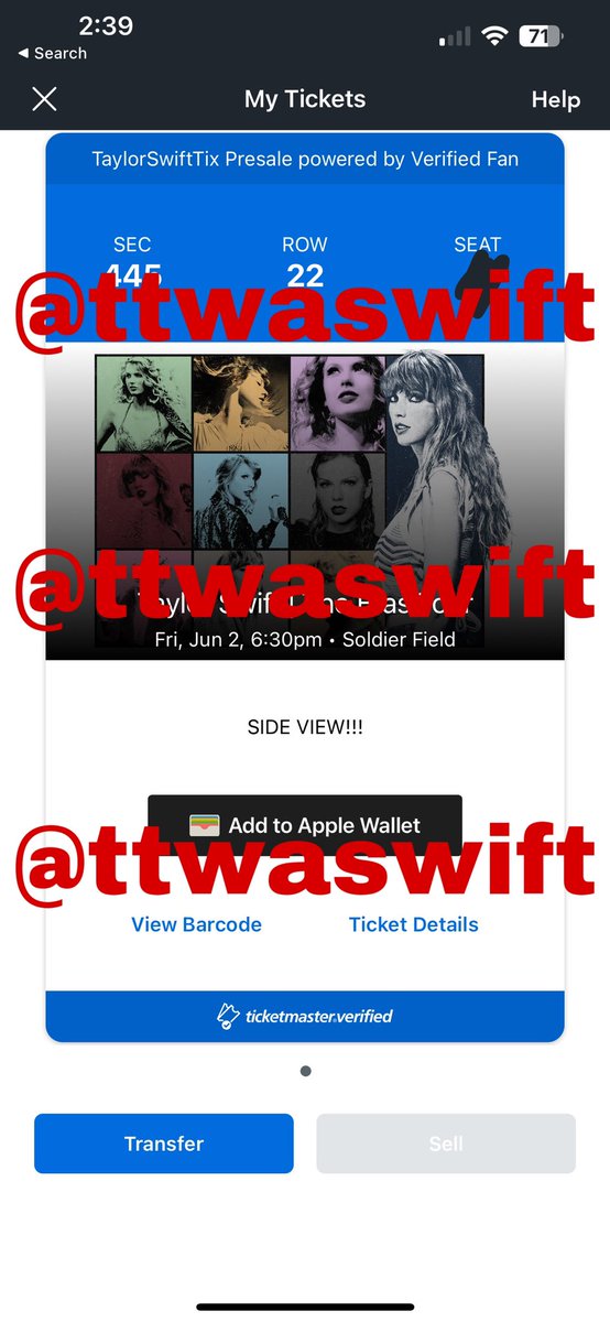 ErasTourResell's tweet photo. Selling ONE (1) SIDE VIEW NOSEBLEED tickets the show in Chicago at Soldier Field TONIGHT 6/2
💌 Selling for $51.50 TOTAL
💌 DM @ttwaswift if interested
(tickets and price have been verified) 
💌 ONLY USE PAYPAL G&amp;S‼️

🏷 Eras Tour, Taylor Swift https://t.co/NBgo0JCjo7