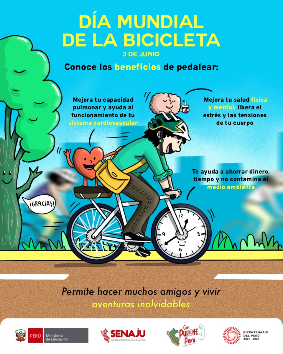 senaju's tweet photo. #DíaMundialDeLaBicicleta | 😃🚴‍♂️Recuerda que movilizarse en bicileta ayuda a mantener nuestra salud y la salud del planeta. 🌎 https://t.co/6FehMiFRFR