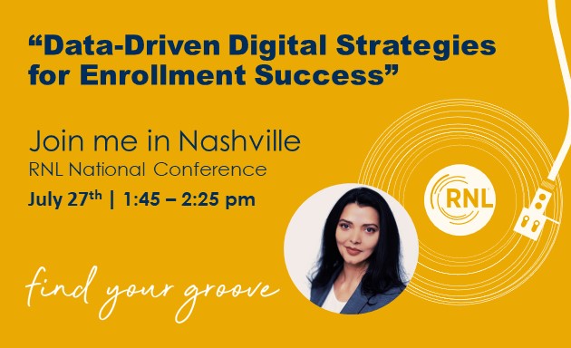 Join me at the 2023 <a href="/RuffaloNL/">RNL</a> National Conference in Nashville, TN!!
I am incredibly honored to be presenting our session on "Data-Driven Digital Strategies for Enrollment Success". #RNLNC2023 #digitalstrategy #digital 
🔗 Learn more and register today: bit.ly/42Vy306