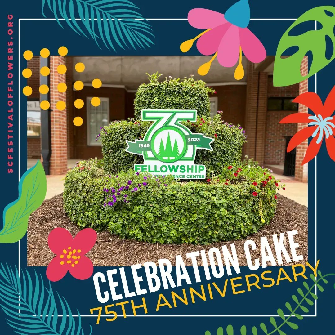 Who doesn't love cake? And this one is super special celebrating <a href="/CampFellowship/">Camp Fellowship</a>'s incredible milestone! Stop by to see this beautifully sculptured layered cake of floral fun. 🥳 #YourSummerFunStartsHere #SCFOFTopiaries2023