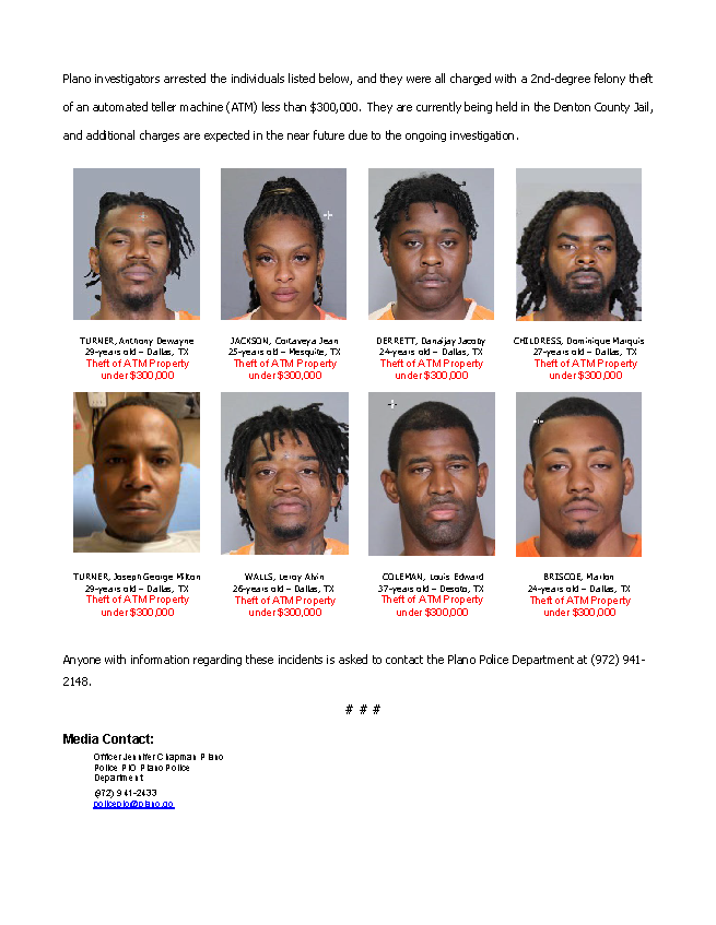 Eight Arrests Made in an Organized ATM Theft Ring