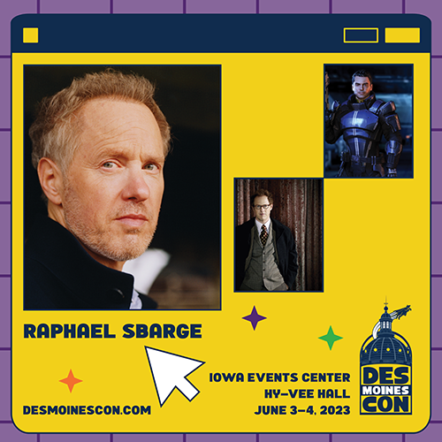 #DESMOINES! @RaphaelSbarge will be at @DesMoinesCon Saturday and Sunday, and we couldn't be more excited! Will he see you? Come to his panel at noon tomorrow to learn all about his new documentary, @only_intheaters, and his long, amazing career! #OnceUponATime #MassEffect
