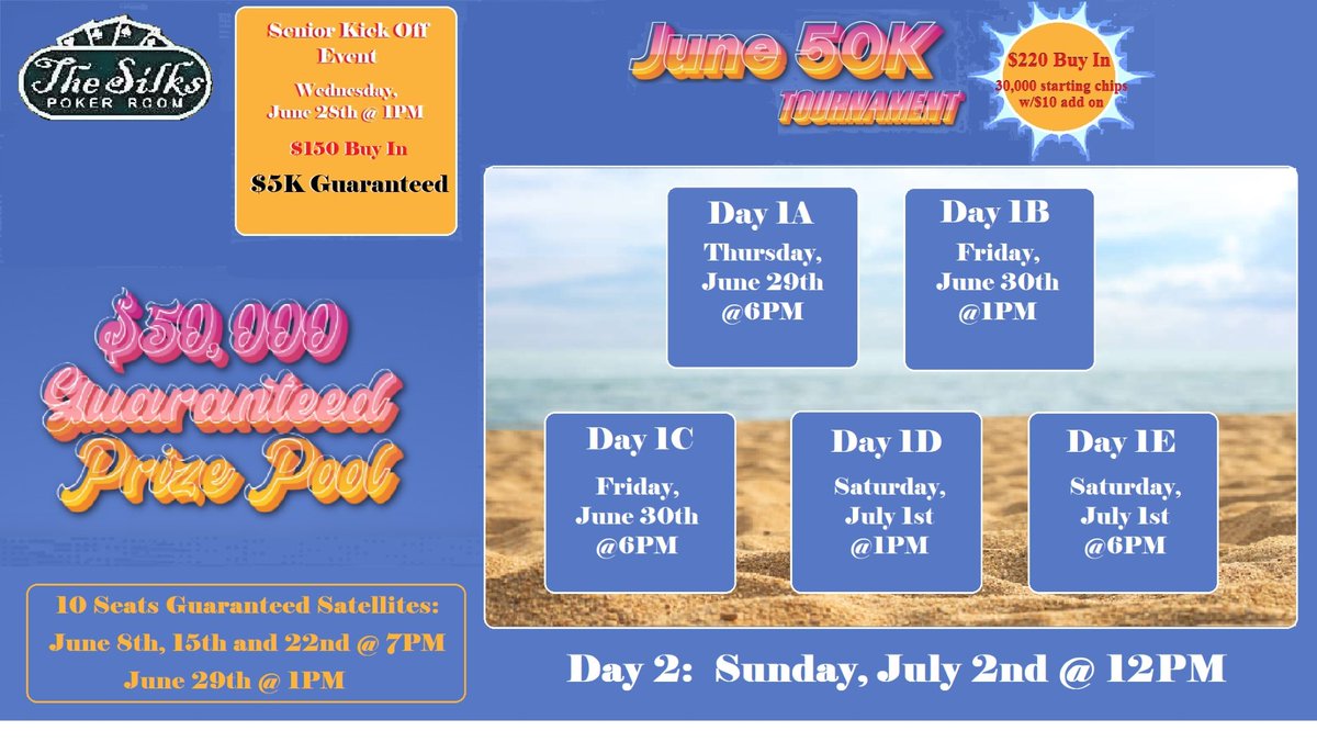 SilksPokerRoom's tweet photo. For those of you that won't be in Vegas at the end of June. https://t.co/H8v3O1PRv2