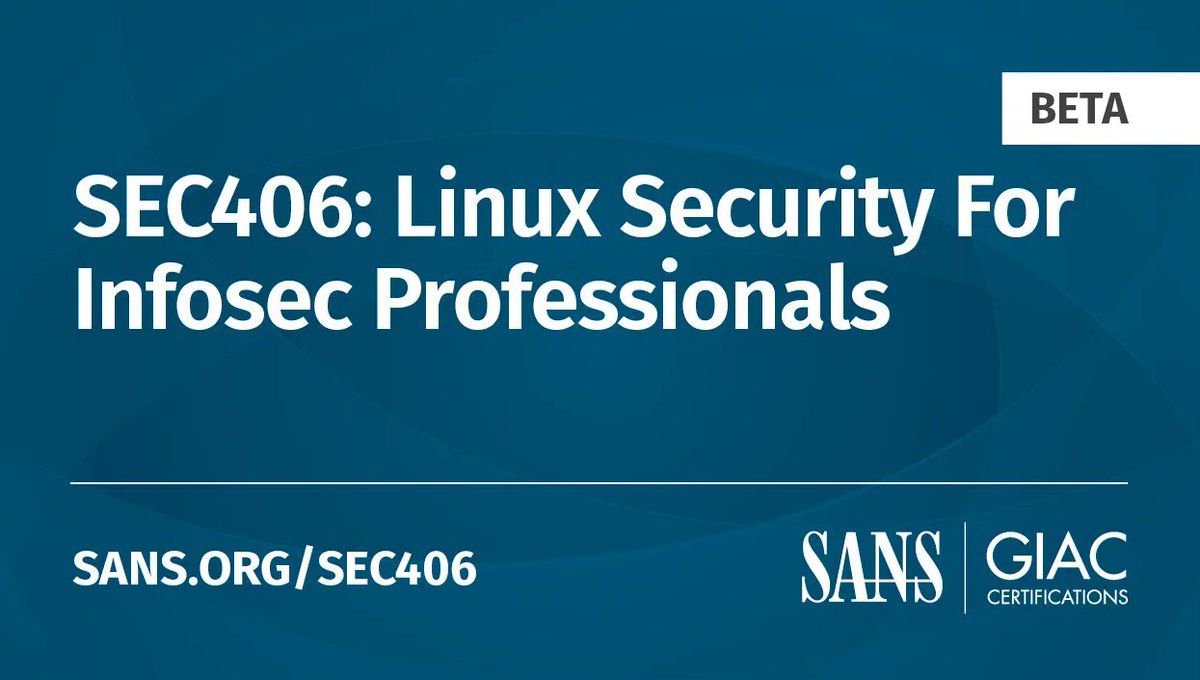 SANSDefense's tweet photo. In today's fast-paced threat landscape, proficiency in Linux is not optional - it's essential! #SEC406 teaches the fundamental proficiency, knowledge & tools needed to stay ahead of the game.
Learn more: https://t.co/GrRZqxvSoq https://t.co/FcBy8D2vkE