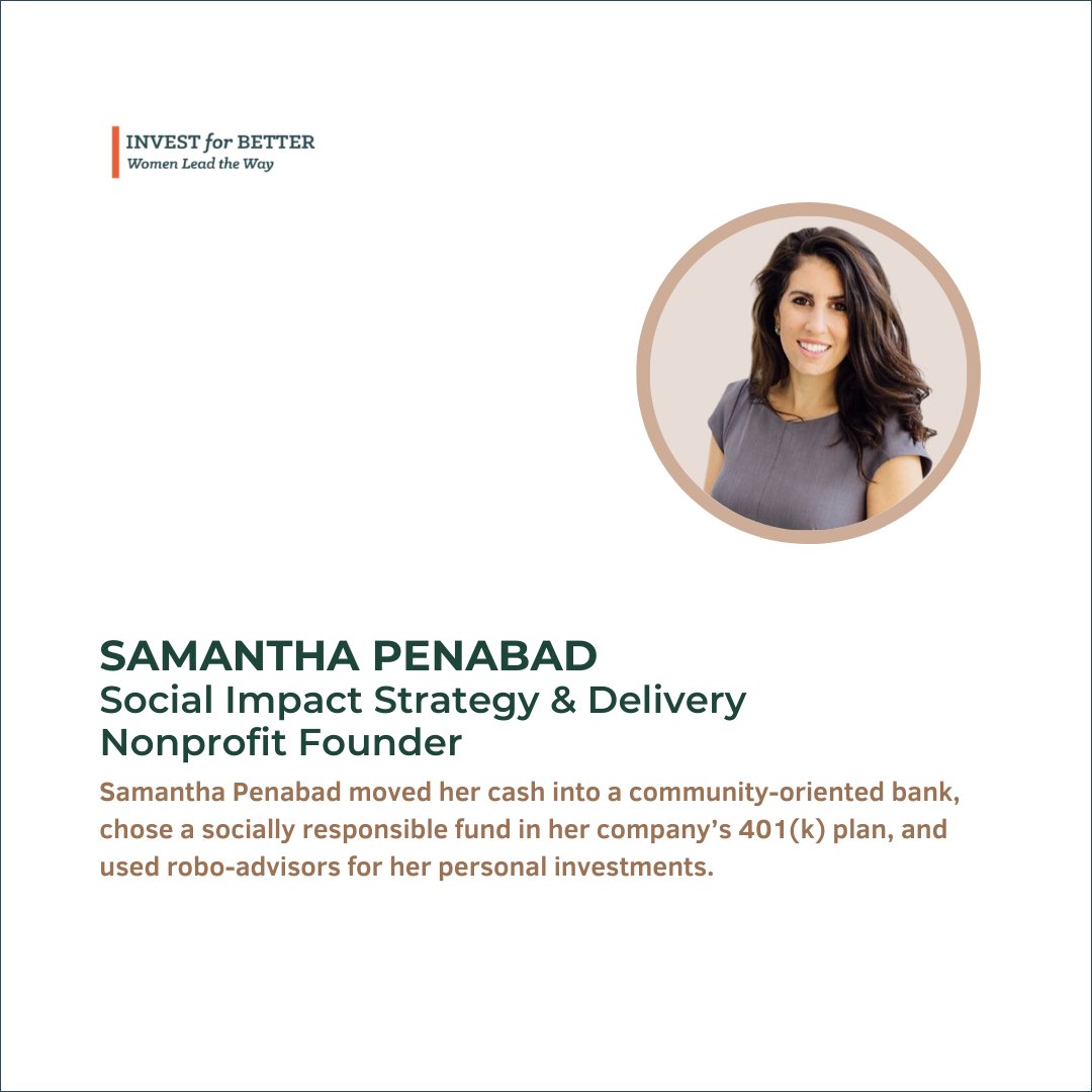 In "Invest Your Values", we're featuring four women who have moved their money into alignment with their values, then blogged about it. Our first profile is <a href="/samanthapenabad/">Samantha Penabad Adeyemo</a> co-founder of The <a href="/giving_fund/">GivingFund</a>. bit.ly/3IRnl32
#investingtips #socialimpact #womensupportingwomen