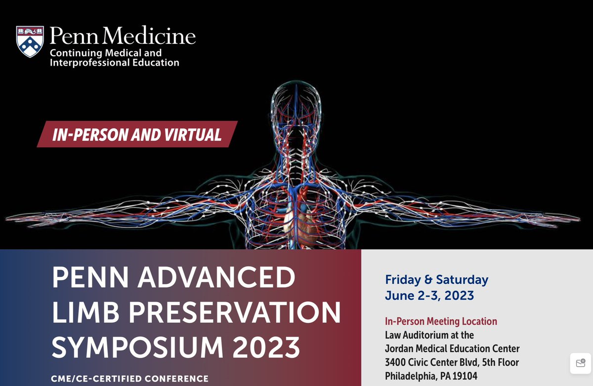 VascularMD's tweet photo. Great day 1 at our #PALP symposium with fantastic talks and discussion by leaders in the field. #LimbPreservation #CLTI #VascularSurgery #Multidisciplinary #Teams #PAD #MedEd
@PennMedicine @pennsurgery @PennVascular @PennCardiology https://t.co/z6NgTyZIGa
