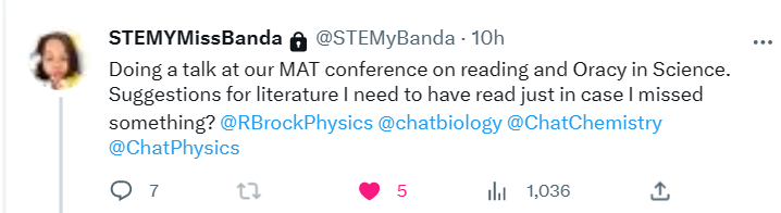 @Noni_Rainbow @MrsDNarula @STEMyBanda @RBrockPhysics @chatbiology @ChatChemistry @DaveTushingham original tweet