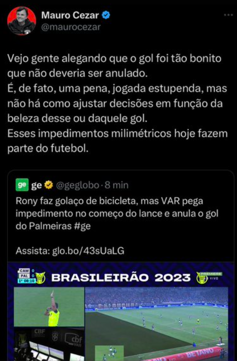 baudaimprensa's tweet photo. Impedimento milimétrico do meu time || Impedimento milimétrico do time dos outros https://t.co/b2MNkkw4jI