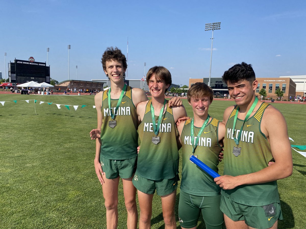 B-TR: The <a href="/OHSAASports/">OHSAA Sports</a> Division I state runner-up <a href="/MedinaBeesTrack/">Tobin Stepsis</a> 4x800-meter relay. <a href="/dillon_hack/">Dillon Hach</a> <a href="/JacobSebaugh/">Jacob Sebaugh</a> <a href="/KotickEvan/">Evan Kotick</a> and Tino Ramos broke the <a href="/medinaathletics/">Medina Athletics</a> record by running a 7:45.80.