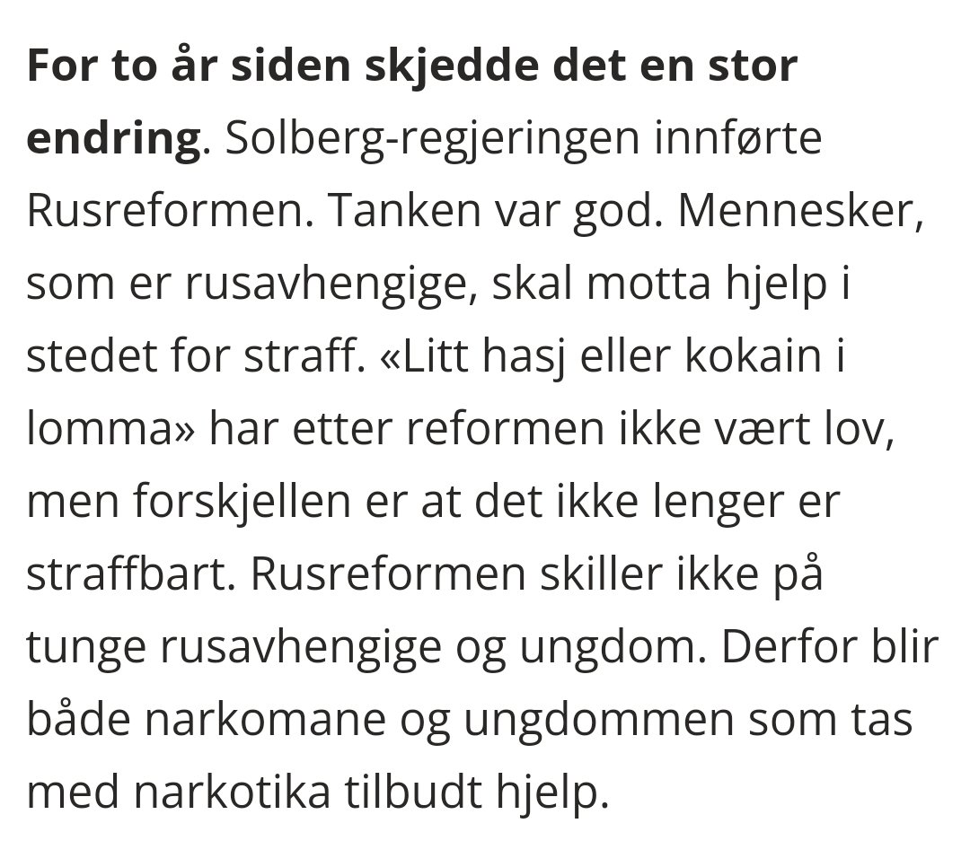 Breaking news: Gudbrandsdølen melder at rusreformen faktisk ble vedtatt for to år siden! Det er derfor ikke lenger straffbart med hasj og kokain i lomma. Dessverre har dette ført til at lokale ungdommer nå drikker dobbelt så mye alkohol.

gd.no/et-grenselost-…