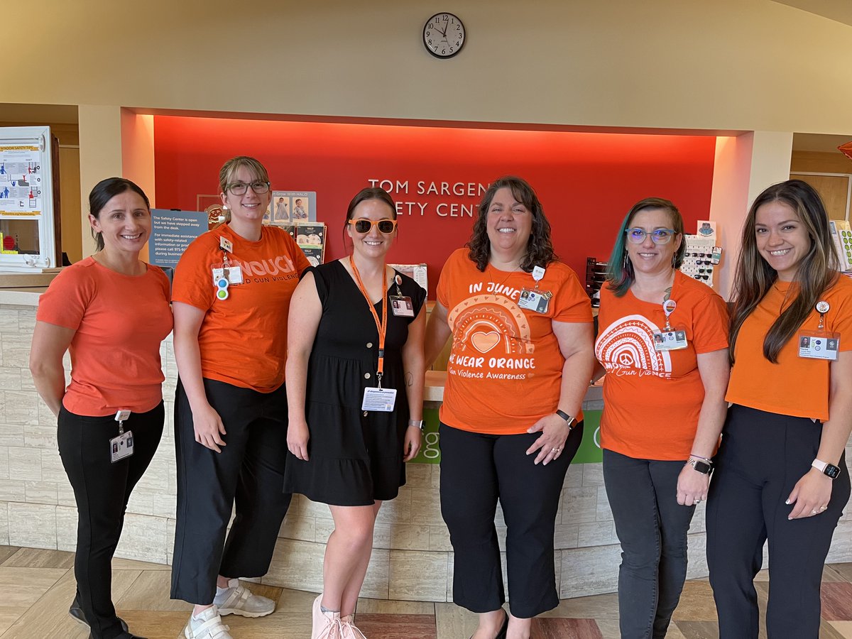 Our OHSU Doernbecher Injury Prevention Program team is wearing orange today for National Gun Violence Awareness Day. They're also providing free gun cable locks and trigger locks to help keep kids safe from unlocked firearms. #WearOrange 🧡