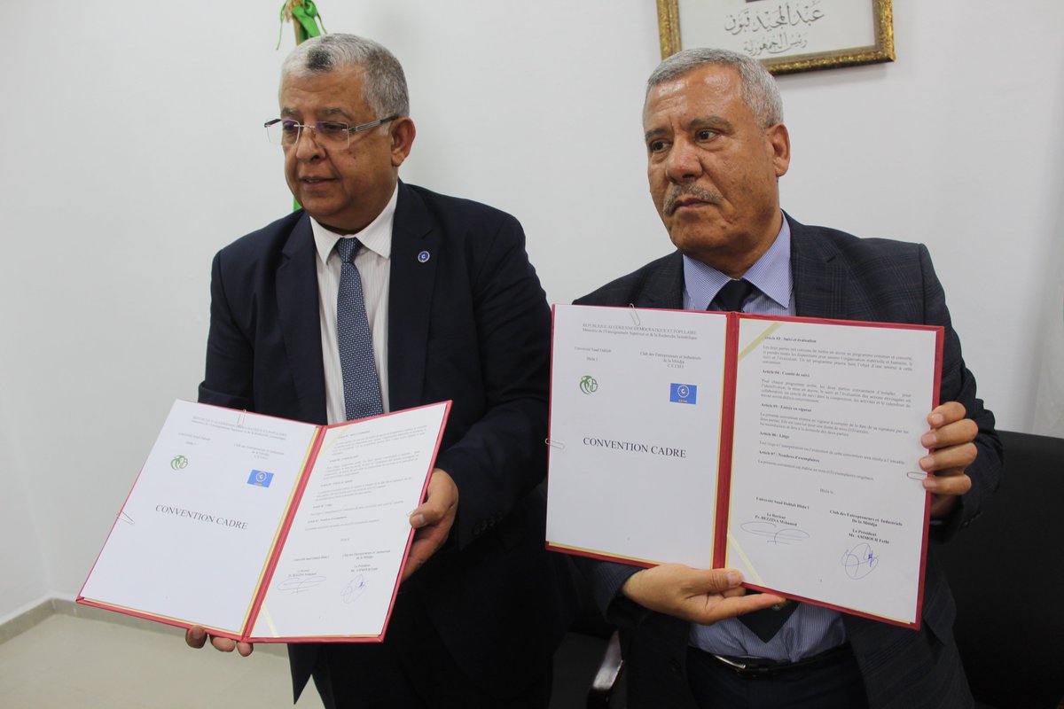 CeimiOfficiel's tweet photo. 📷 Tous unis pour une économie FORTE et résiliente !
Convention CEIMI / Université de Blida 1,
Date : 29/05/2023
#CEIMI
#dzair
#Algérie
#industrie
#startup
#incubateur
#convention2023
#Blida
@AmmourFethi
@EchouroukNews
#industrie https://t.co/Qls7pAbV3D