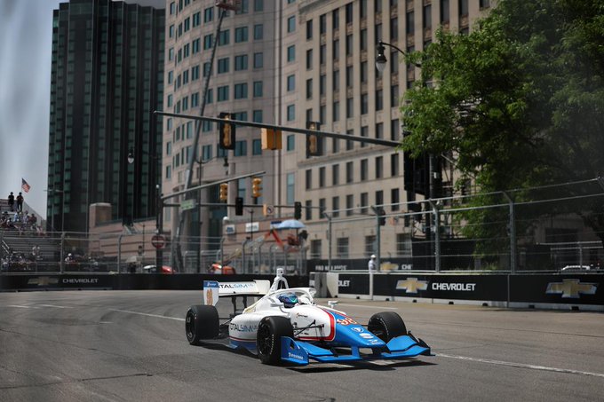 parkerandtheman's tweet photo. Crazy to see the Indy cars BACK on the streets of downtown Detroit after all those decades on Belle Isle. Kinda cool actually. Indy 500 winner Josef Newgarden takin' his laps on this #FreePrixDay and harkens back to an earlier time on Jefferson Ave. I still like the Isle better https://t.co/nh2lf9ykua