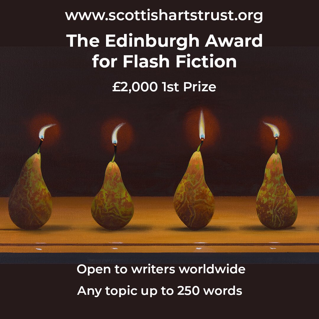 ScotStoryAwards's tweet photo. £2,000 Edinburgh Award for Flash Fiction. For writers everywhere and stories up to 250 words. Publication offer to top twenty. Deadline 31 August. Enter now at https://t.co/UnYRA5S4pL #flashfiction #shortstories #writer #cashprize @scotstoryawards  @ShortStoryComps #stories https://t.co/L1tiu9bjNC