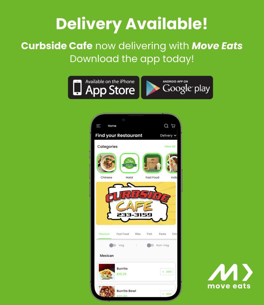moveeats's tweet image. Who’s hungry for @CurbsideCafe246 ?

Get it delivered with us today
