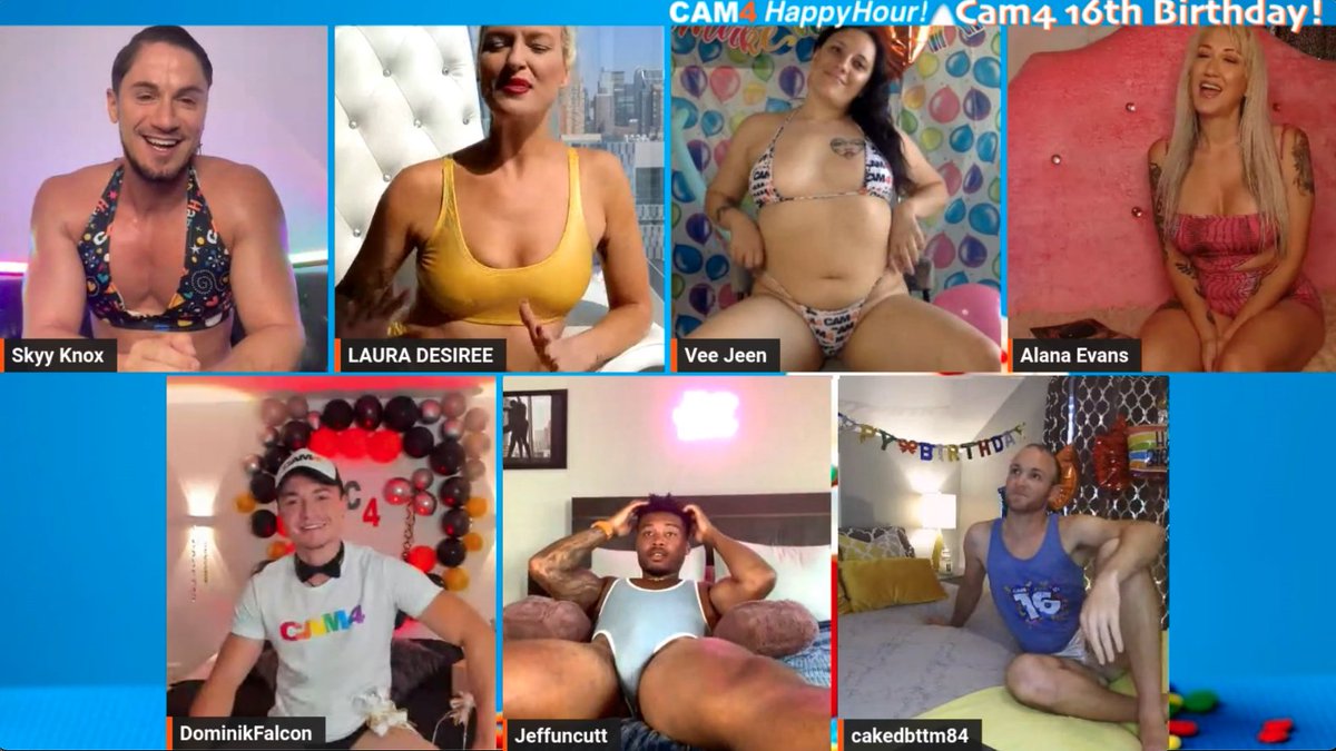 Did you come to the 16th Cam4 Birthday party on Happy Hour tonight?  <a href="/KnoxSkyy/">Skyy Knox</a> and <a href="/TheLauraDesiree/">Laura Desiree</a> kicked it off with our guests 🥂<a href="/alanaevansxxx/">Alana Evans XBIZ BEST MILF CAM Winner!!</a>, @VeeJeen, <a href="/SofiaAndAaliyah/">mbofx</a>, <a href="/jeffuncutt/">Jeff Cutts</a>, <a href="/DominickFa_Kc/">Dominick Falcon</a>, and CakedBttm84.