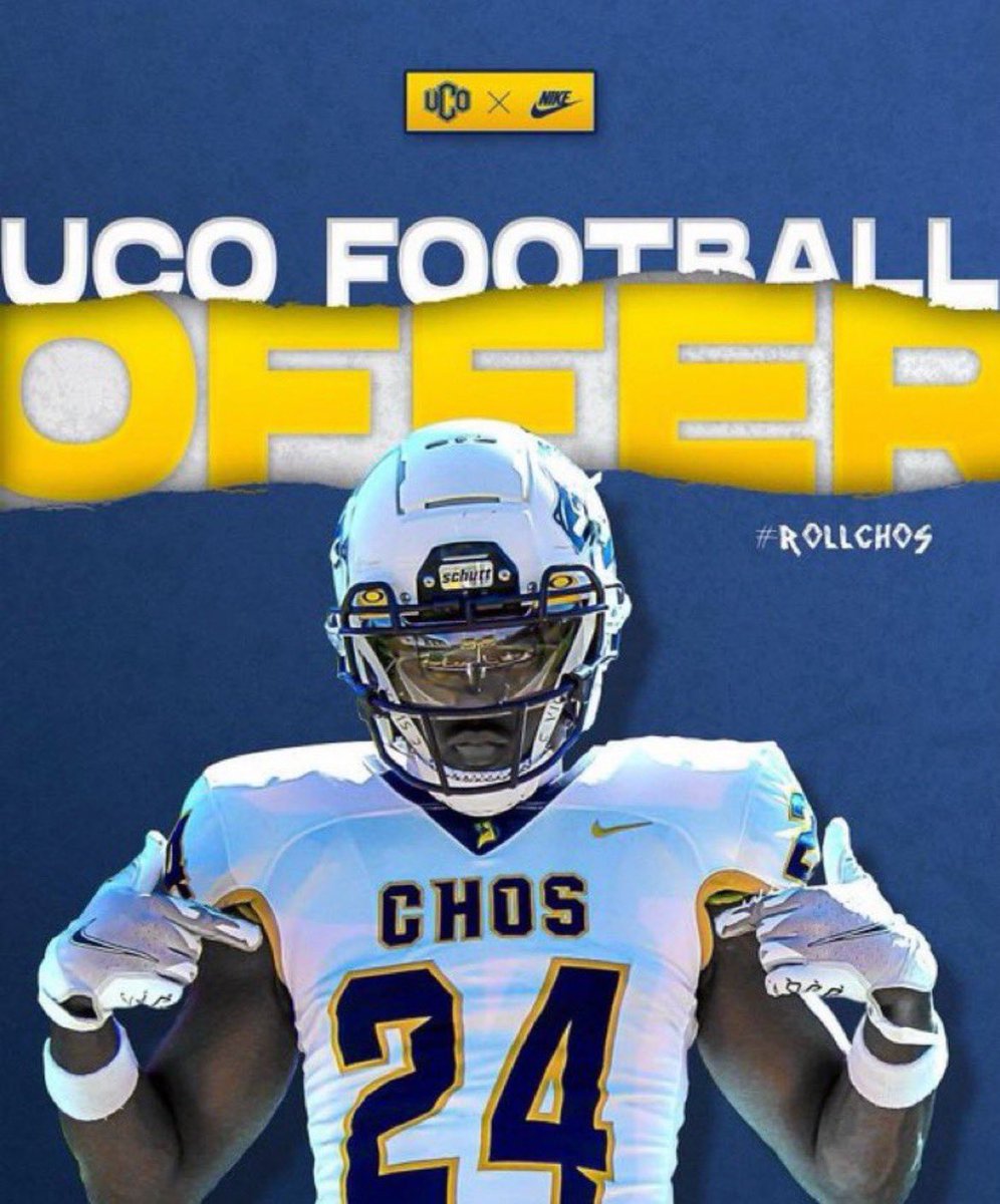 After a great phone call with @Pbriningstool I’m am very excited to announce that I have received an offer to play football at the University of Central Oklahoma! @JRConrad64 @Bryan_Bedford @CoachNallDawg @rod_wolfard @recruit_route #RollChos #Followtheplan #TMRollsDeep