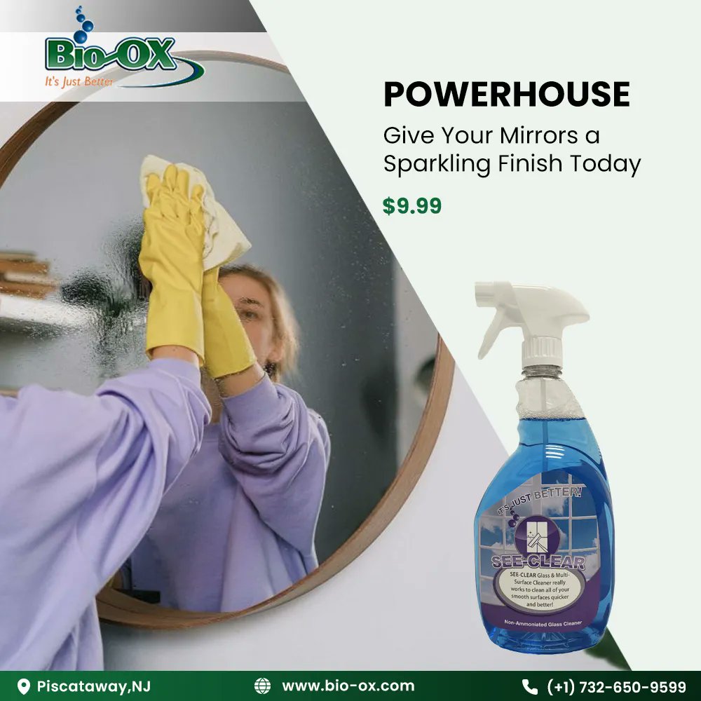 The Bio-OX SEE-CLEAR Windows and Glass Cleaner is a tried-and-tested solution to remove dirt, grime, and streaks from mirrors. Purchase it from buff.ly/45xsVBr to keep your mirror surfaces crystal clear and enjoy the clear reflections.
#bioox #seeclear #mirrorcleaning
