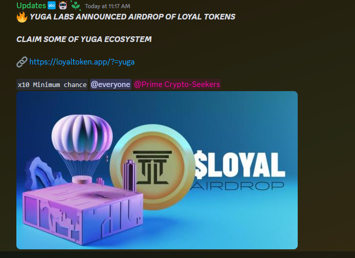 FlipGuardAlerts's tweet photo. 🚨There's a new scam making the rounds and flooding Twitter and Discords. @yugalabs does NOT have a $LOYAL airdrop. https://t.co/BpDQRWCORM