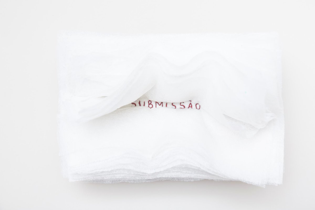 Karina Walter's work is currently on view at Woman Made Gallery.

Submissão · Submission (2021)
mixed media (American bible, used fabric conditioner sheets, red thread)
5.5 x 8.66 x 5.12 in

womanmade.org/artwork/karina…

#womanmadegallery #feministart #womenartists #WomanLifeFreedom
