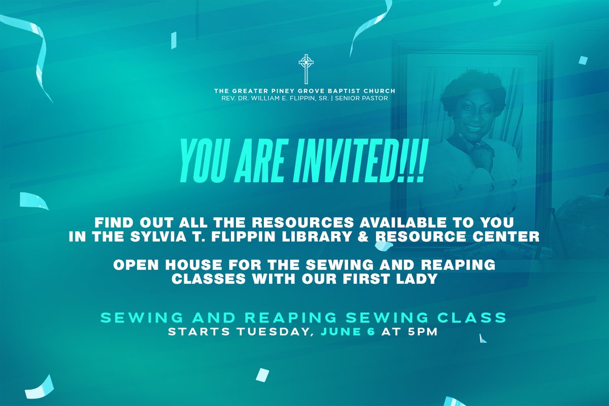 TheGroveATL's tweet photo. Praise and Glory! We are blessed and grateful to be able to reopen our Sylvia T. Flippin Library &amp; Resource Center this Sunday following service. 
You're invited to join us to learn more about all the resources available and Sewing and Reaping classes with our First Lady. https://t.co/wnKHorOPNb