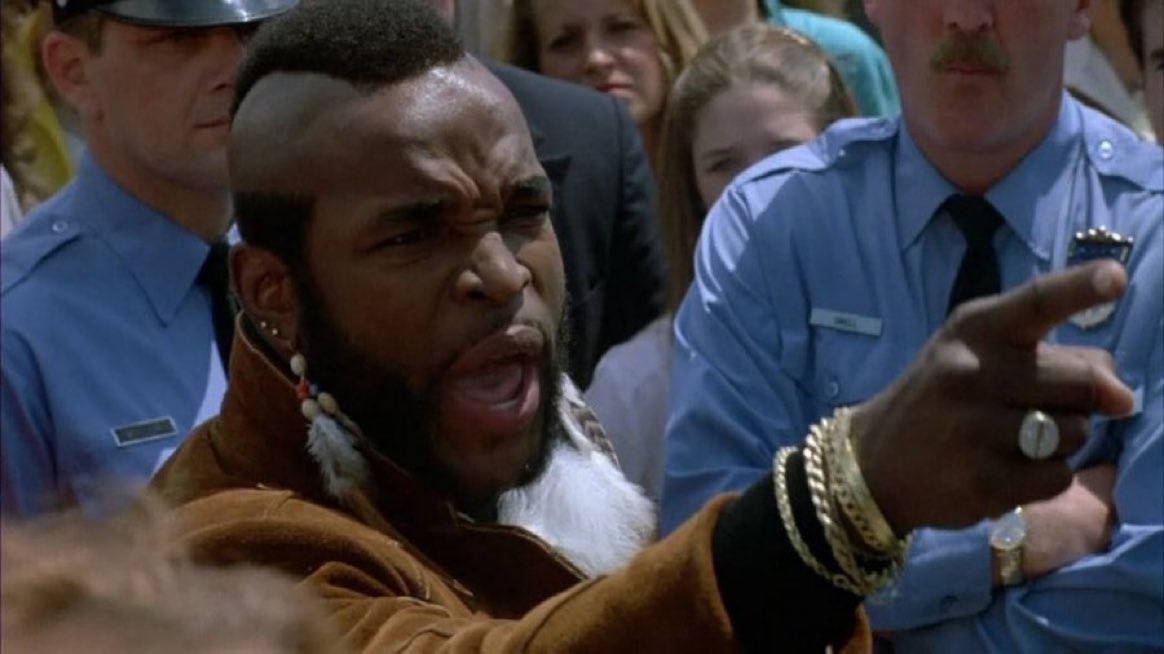 Super70sSports's tweet photo. Lou Gossett Jr. won Best Supporting Actor in 1983 for An Officer and a Gentleman. Mr. T wasn’t even nominated. When was the last time you watched An Officer and a Gentleman? But I know T’s lines from Rocky III so well I could play Clubber Lang on Broadway tonight. T was robbed. https://t.co/NpUv5MKK7h