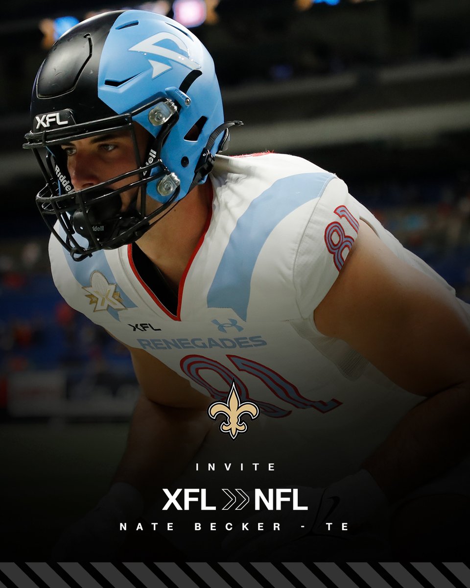 🚨Nate Becker from the <a href="/XFLRenegades/">Arlington Renegades</a> invited to <a href="/Saints/">New Orleans Saints</a> camp!

#XFL | #LeagueOfOpportunity