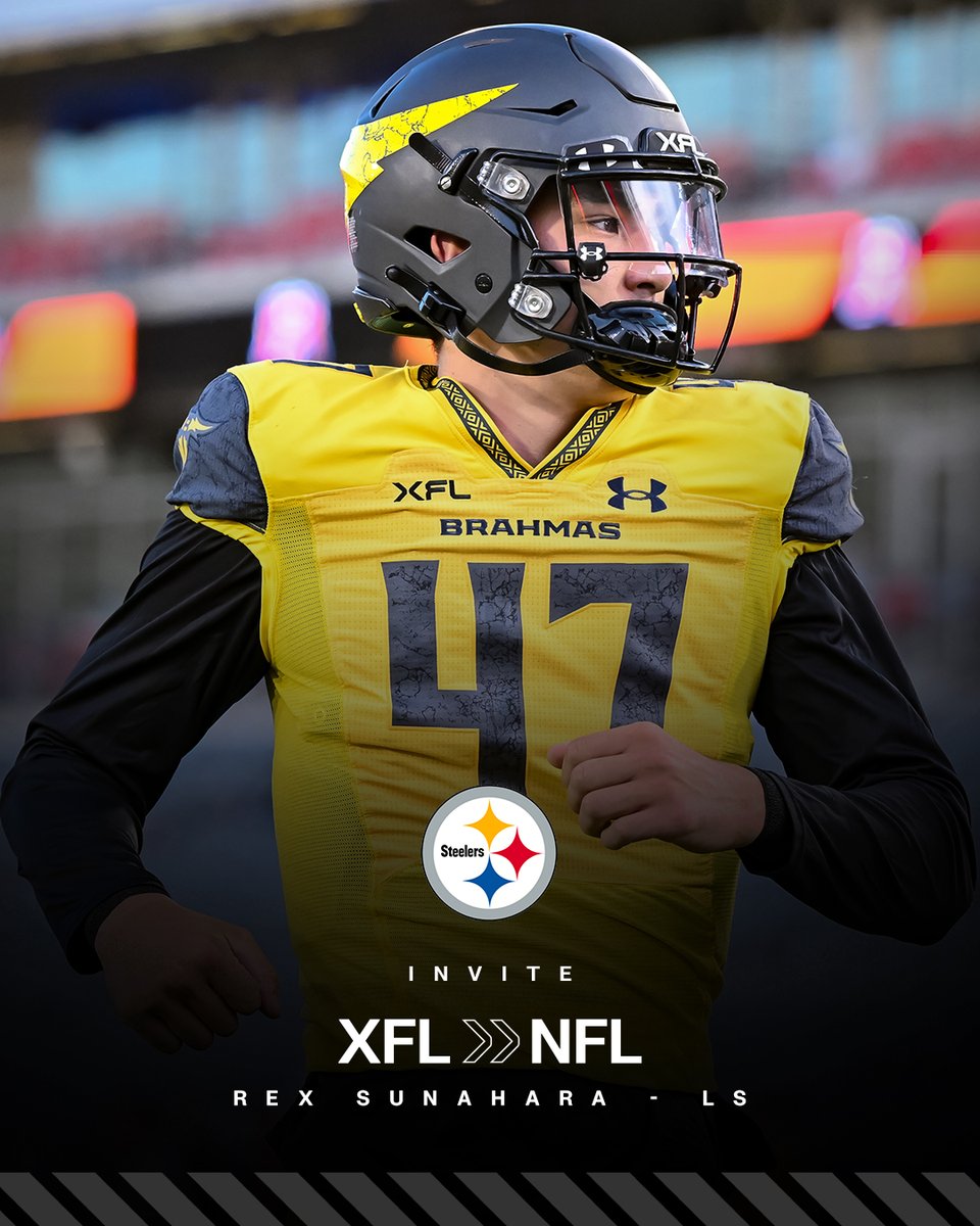 🚨Rex Sunahara from the @XFLBrahams invited to @Steelers camp! #XFL | #LeagueOfOpportunity