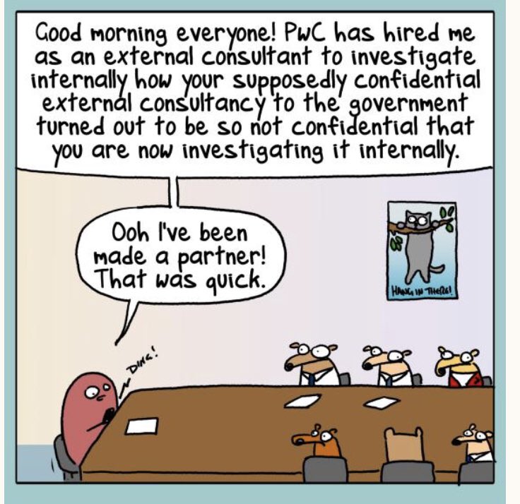 @firstdogonmoon nails the #PwC investigation and government outsourcing in one frame..
#auspol #corruptPoliticians