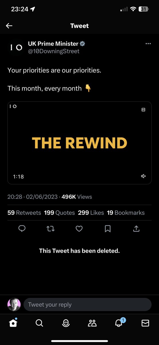 The Tories deleted this video.

- They spent OUR money on their propaganda (No. 10 account)

- Completely and purposely misrepresented what the country’s priorities are.

- And then obscures any reality of how it’s addressing them anyway.

Stop the boats? We’re out of eggs FFS.