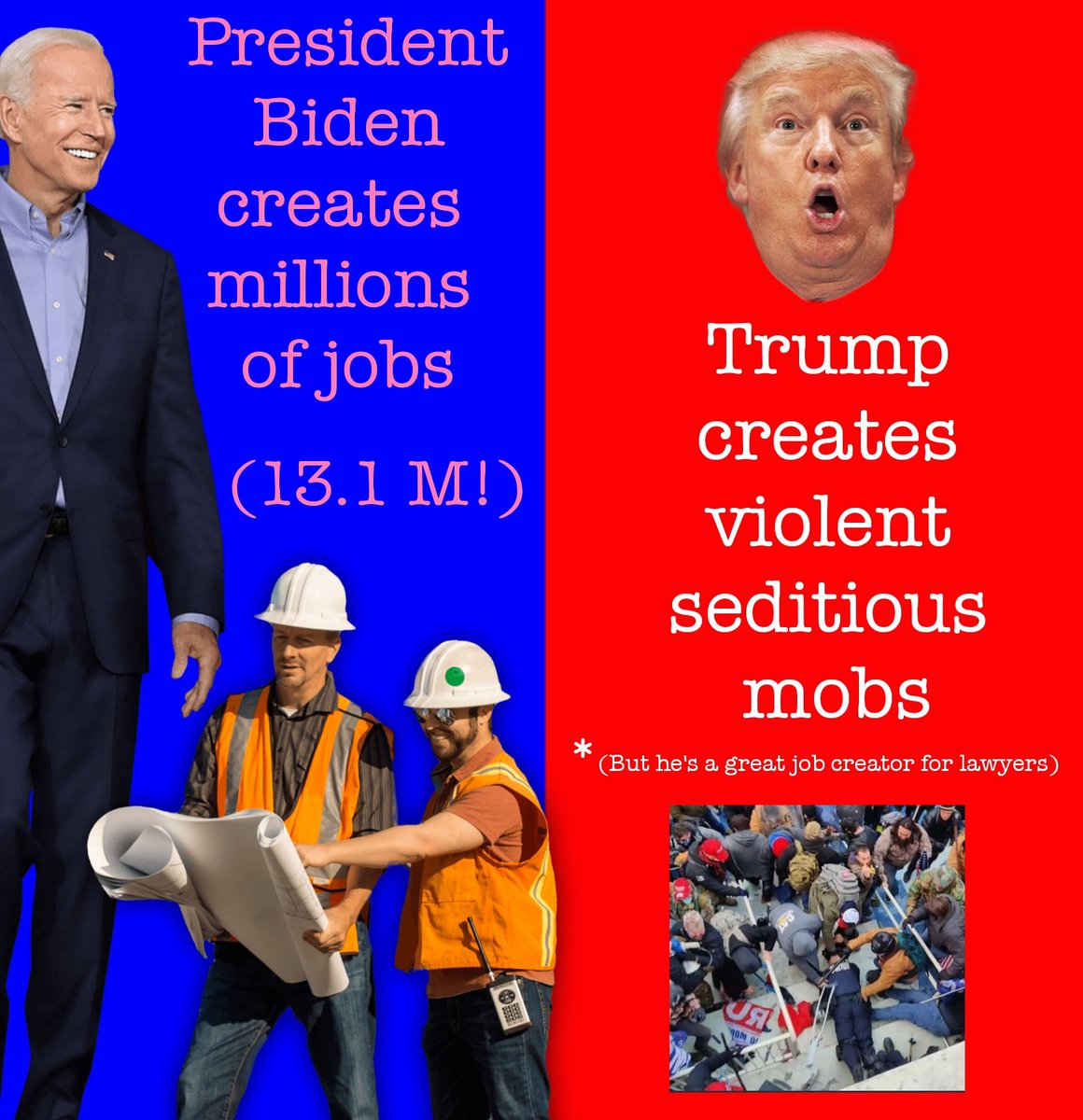 #DarkBrandon is on course to create almost as many jobs in one (1) term as Repugs Trump, W, Bush Sr. & Reagan had in six (6)
Why?
Because our ideas are better.
#VoteBlueToSaveAmerica 
#VoteBlueToStopTheStupid 
#13MillionJobs
#Biden2024 
#BidenHarris2024 
#DemCast 
#ProudBlue