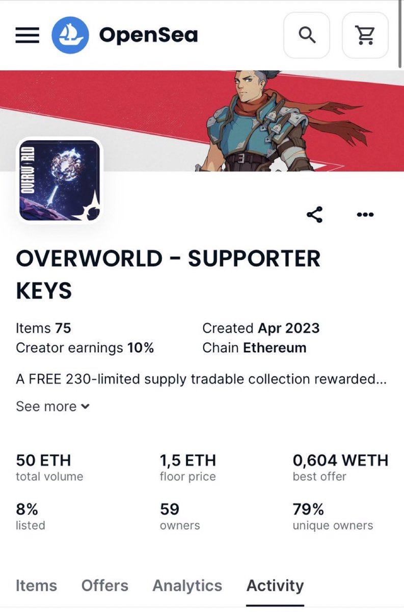 Super bullish on @OverworldPlay; if you can afford it, grab a key on OpenSea, providing access to all #Overworld future mints and associated utility. Great to see holders setting the bar high for these highly valued and sought after artefacts! This is great to see! 🗝️#BeWorthy