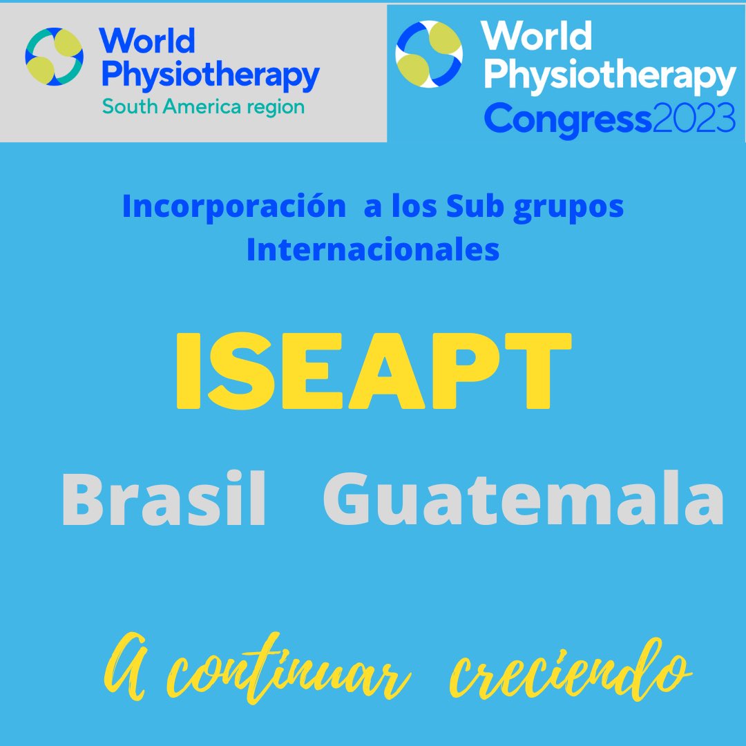 World Physiotherapy SAR (@worldphysiosar) on Twitter photo Incorporación a Subgrupos Internacionales <a href="/WorldPhysio1951/">World Physiotherapy</a> <a href="/iseapt/">International Society for Electrophysical Agents</a> <a href="/inpaneuroPT/">INPA</a> Incorporación a Subgrupos Internacionales <a href="/WorldPhysio1951/">World Physiotherapy</a> <a href="/iseapt/">International Society for Electrophysical Agents</a> <a href="/inpaneuroPT/">INPA</a>
