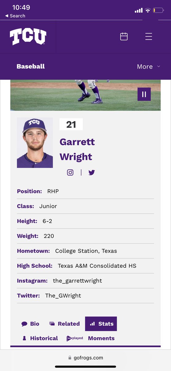 blaketaylor1112's tweet photo. The guy of took a bathroom break in our Bullpen…..

Garrett Wright

RHP and reliever for TCU….

Do as you wish tomorrow https://t.co/7Oam76KDed