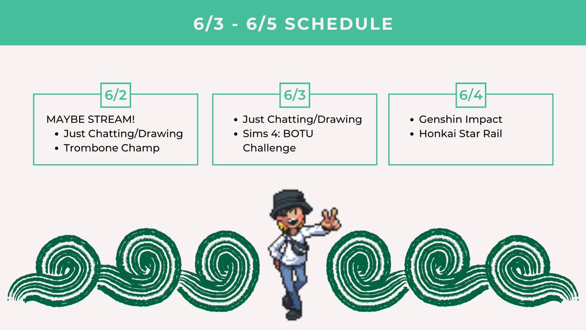 Schedule for this Weekend! (6/2 - 6/4)
Thanks CANVA LMAOOOOO

#smallstreamers #SmallStreamersConnect #streamschedule