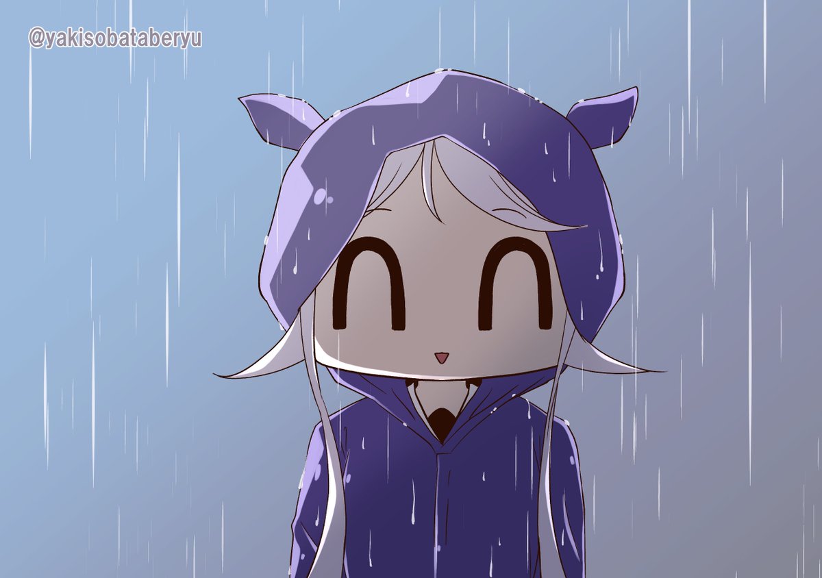 umikaze (kancolle) 1girl raincoat rain solo long hair twitter username hair flaps  illustration images