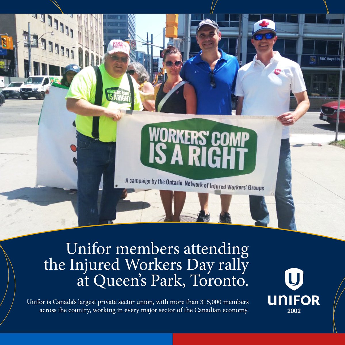 Unifor2002's tweet photo. Workers and allies gathered at Queen's Park, Toronto to celebrate a history of resistance and to demand justice for all injured workers in Ontario.
#unifor #unifor2002 #canlab #onpoli #toronto #ontario #InjuredWorkersDay https://t.co/4Xq1hCCw26