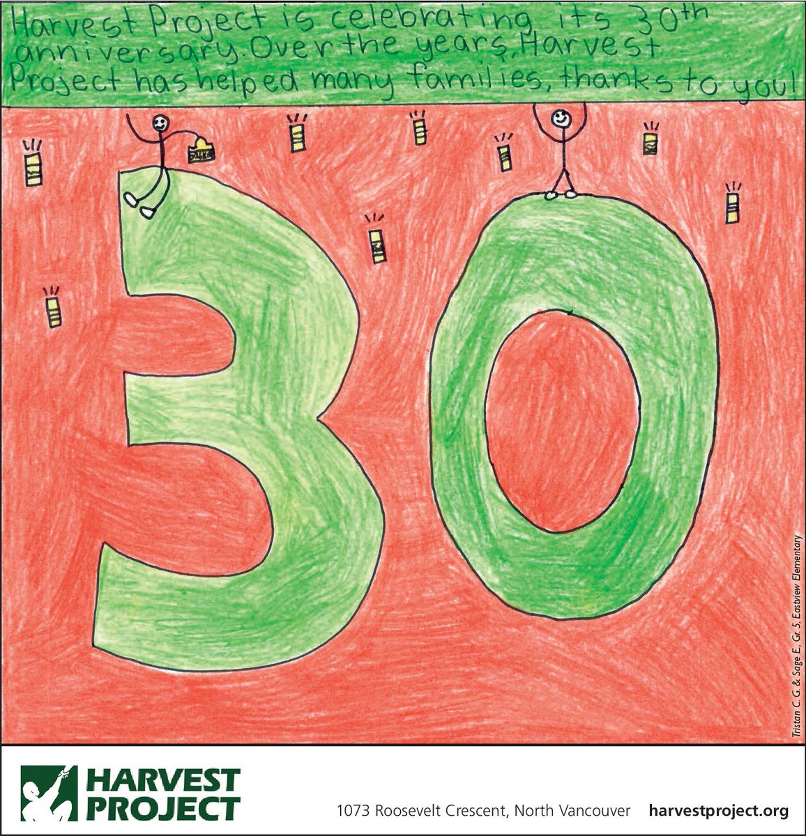 Thanks to North Shore students for bringing their creativity to sharing our story! Highlighting Harvest Project's 30th year of service. A YouTube displays work of Eastview Elementary School students who crafted our page: youtube.com/watch?v=docAHU…
#northvancouver #westvancouver