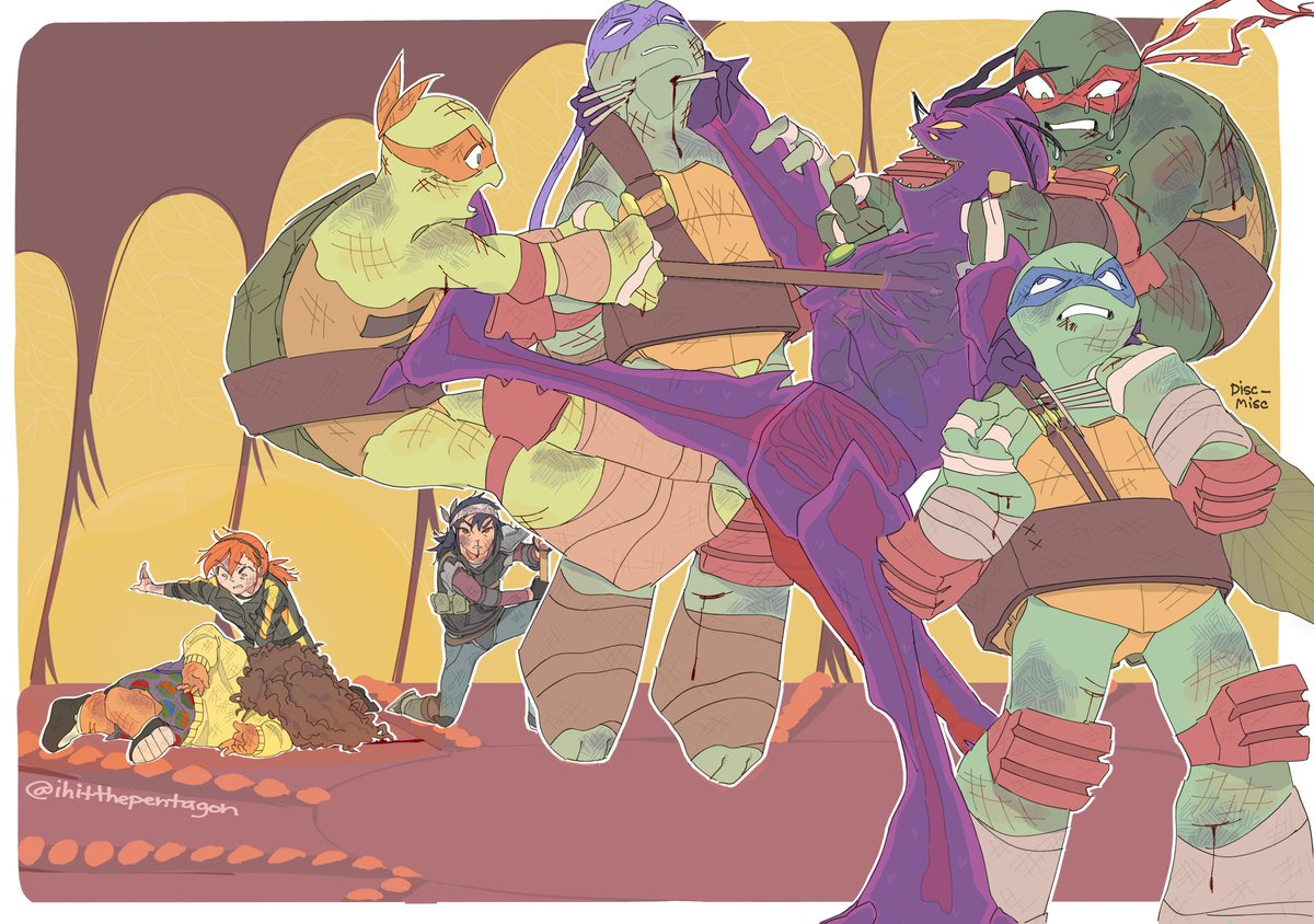 ⚠️ TW: Blood, Cuts, Wounds !
Commission for @ihitthepentagon ! ✨
#leo #raph #donnie #mikey #april #casey #lorddregg #tmnt #tmnt2012 #commission