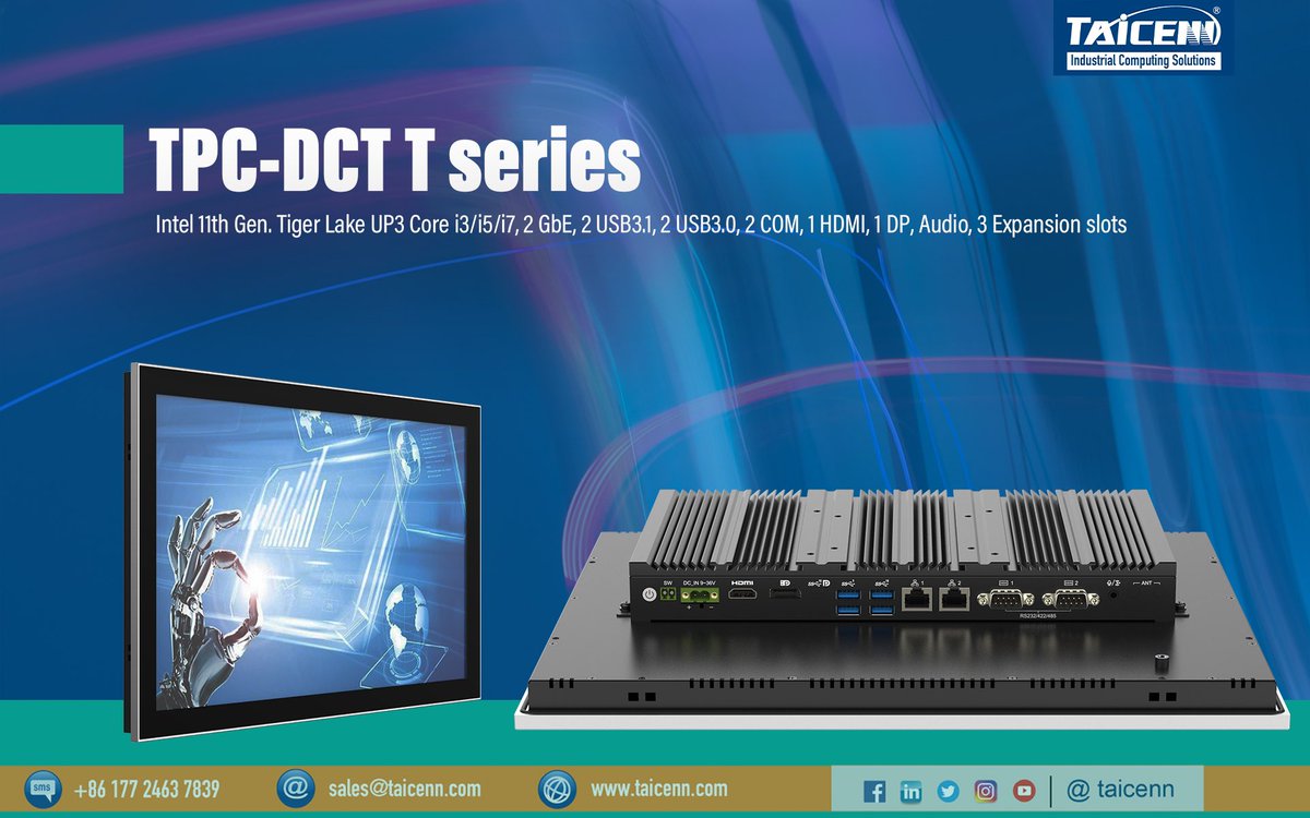 Taicenntech's tweet image. Introducing TAICENN&apos;s newest flagship touch #PanelPC series! With Intel 11th Gen. #TigerLake UP 3 high computing and abundant IO functionality, 3 high speed expansion slots.
 #IndustrialMonitor #IndustrialDisplay #TouchPanel #PCAP #TPC #Flagship 
 #IndustrialAutomation #M2 #5G