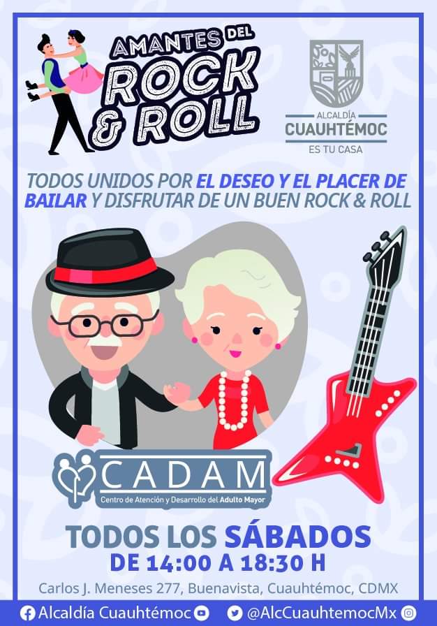 centro_alcaldia's tweet image. ¿Ya sabes que los sábados hay buen Rock &amp;amp; Roll para bailar en el #CADAM? Asiste de las 14:00 a las 18:30 horas.🎸🕺🏻 
📍#ColoniaBuenavista