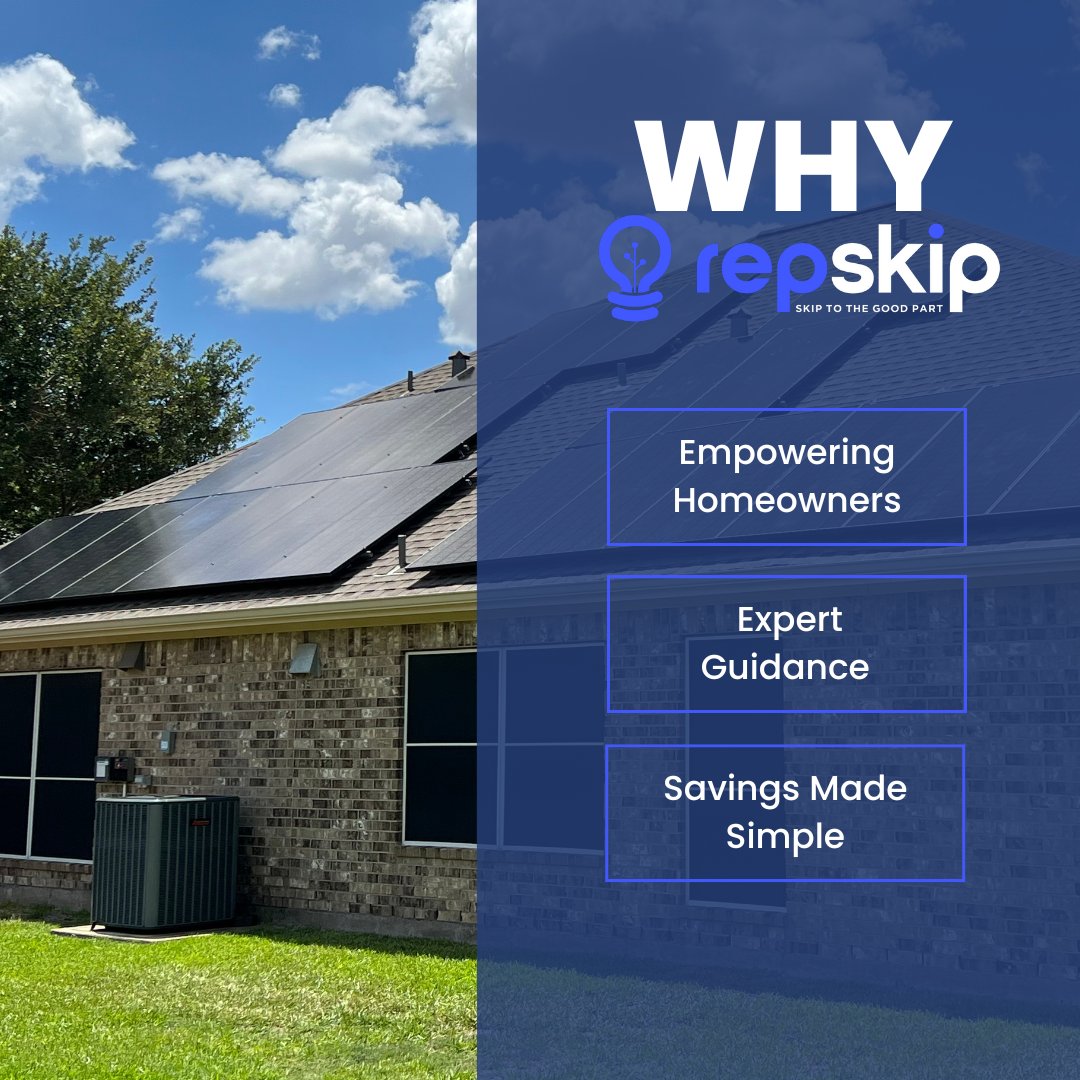 Why you should choose Repskip?

#REPSKIPsolar #REPSKIPenergy #REPSKIPtexas #ClimateAction #CleanTech #GreenLiving #REPSKIPsolarpower #solarpower #solarpanel #solarinstallation