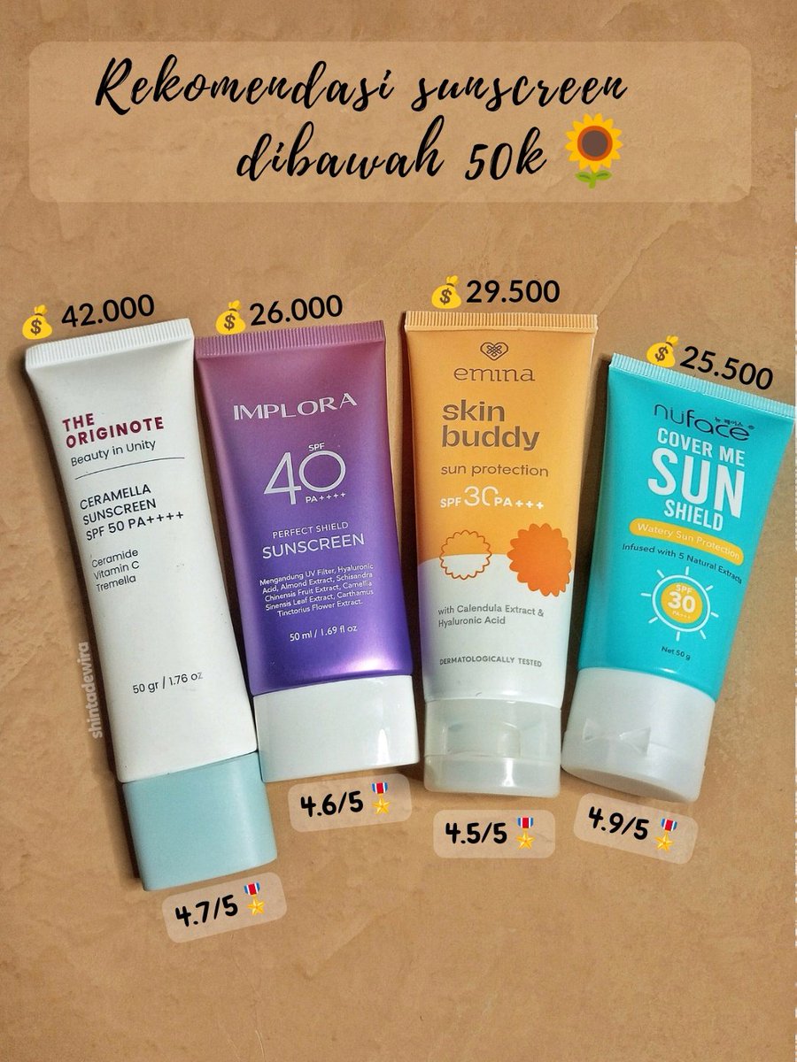 Rekomendasi Sunscreen dibawah 50K 🌤️☀️

Kali ini aku mau #racuninskincare macam2 sunscreen yang aku punya.

Oke mari kita bahas satu2.

[a thread]
