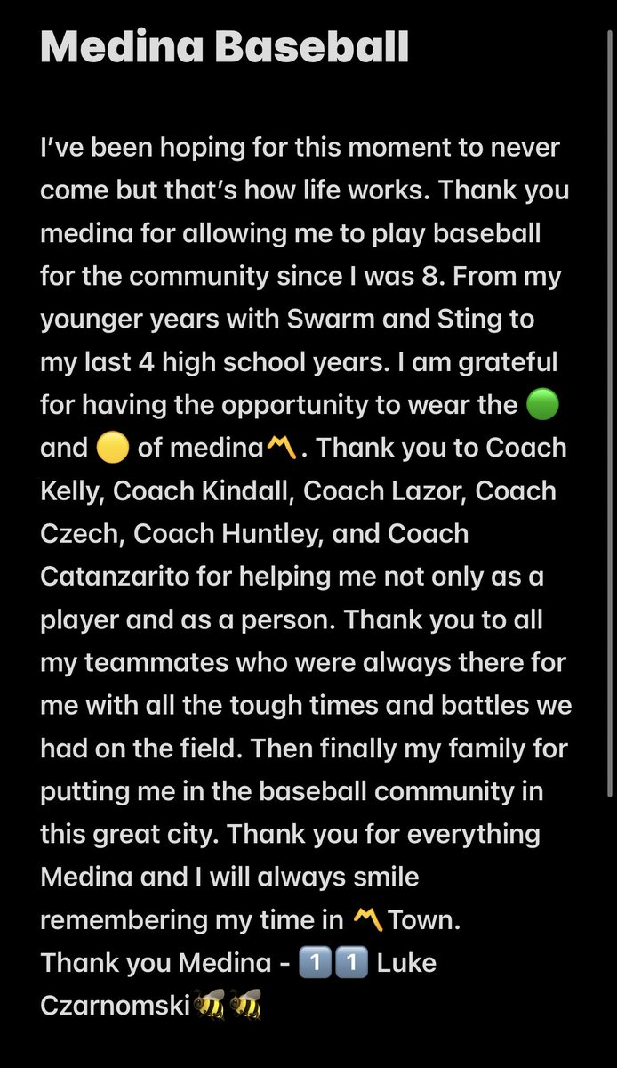 Thank you 〽️Town <a href="/MHSBaseballBees/">Medina Bees Baseball</a>