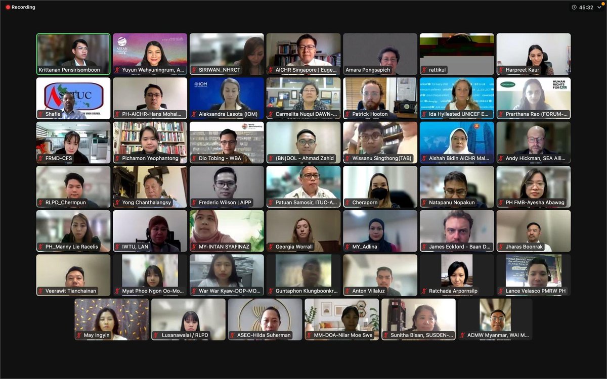 Was inspired among #humanrights practitioners to discuss #BHR at the 2023 #AICHR Regional Dialogue: Sharing Good Practices on the Business and Human Rights in <a href="/ASEAN/">ASEAN</a>, 1.06.2023, online <a href="/AICHRIndonesia/">AICHR Indonesia</a> <a href="/AICHRIndoDebate/">AICHR Indonesia</a>