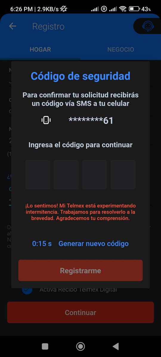 cvnvar's tweet photo. @TELMEXSoluciona No me deja crear una cuenta ya llevo así 48hrs. https://t.co/4y9k40YbfK