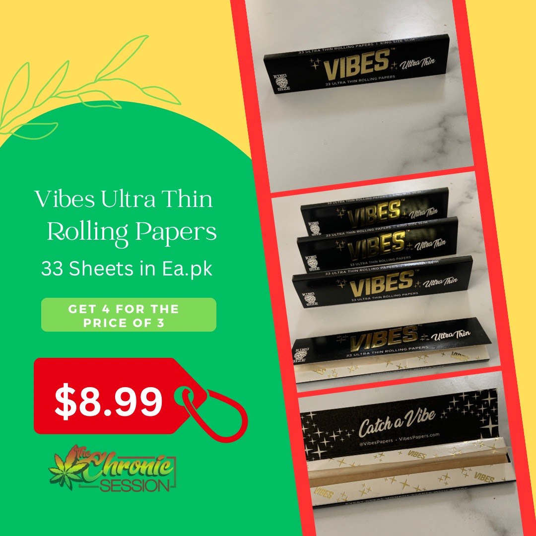 Our #UltraThin #VibesPapers #rollingpapers are meticulously crafted to be incredibly thin, ensuring a #smooth & even #burn. Buy Now #onsale Get 4 for the Price of 3 #catchavibe thechronicsession.bigcartel.com/product/vibes-…