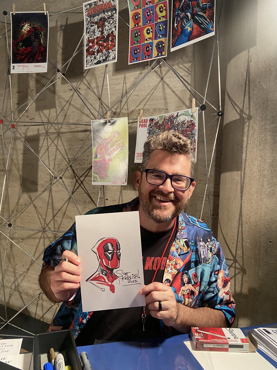 GAppleCAF's tweet photo. We are here at @NHMLA and set up with @Marvel and @ImageComics artist @Koblish come on down to #firstfridays https://t.co/xROoJOTrJv