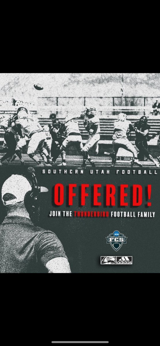 Excited and blessed to say that I have earned my second offer to play division 1 football, from @SUUFB_ !! Thank you guys for hosting a great camp, and thank you so much to all that has helped in the process of getting here!! @bmeasom1 @delanefitz @rhsfootballut @go_byu