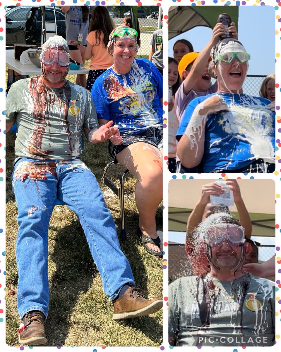 Our top Boosterthon fundraisers got to make Mr. Wonderling and Mrs. Zeier into human ice cream sundaes today! #TeamMartin #TigerProud #TCMartinTogether #Boosterthon